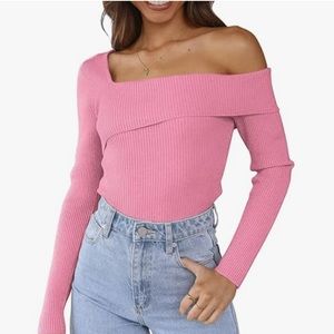 NWT Pink off the shoulder Sweater